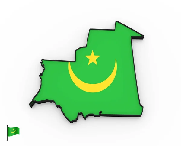 Model Van Mauritanië Gevuld Met Nationale Vlag Witte Achtergrond — Stockfoto