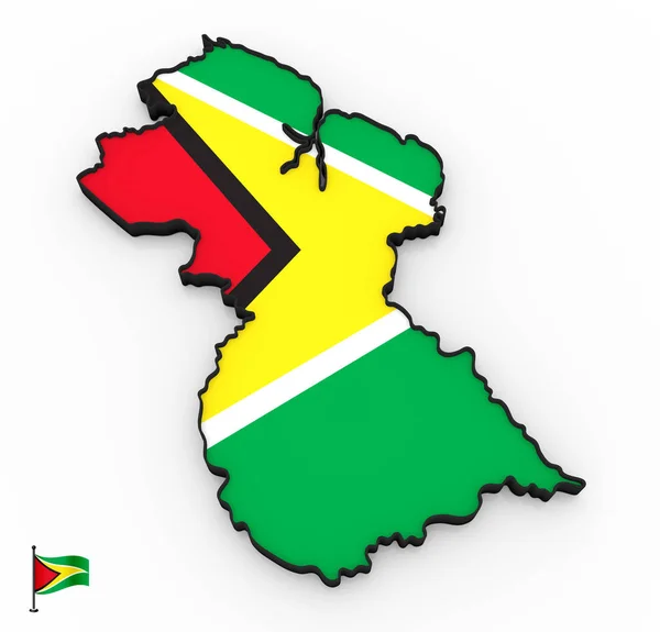 Model Guyana Filled National Flag White Background — Stock Photo, Image