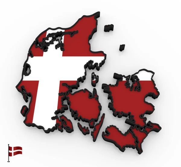 Model Denmark Filled National Flag White Background — Stock Photo, Image