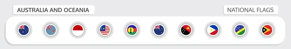 Διάνυσμα Σύνολο Εθνικές Σημαίες Της Αυστραλία Και Ωκεανία Γκρίζα Κύκλος — Διανυσματικό Αρχείο