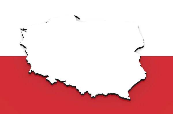 국기에 폴란드의 실루엣 — 스톡 사진
