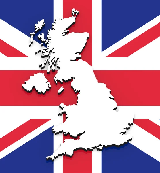 Λευκή Σιλουέτα Του Κράτους Μεγάλη Βρετανία Στην Εθνική Σημαία — Φωτογραφία Αρχείου