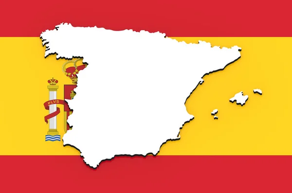 Vit Silhuett Spanien Staten Flagga — Stockfoto