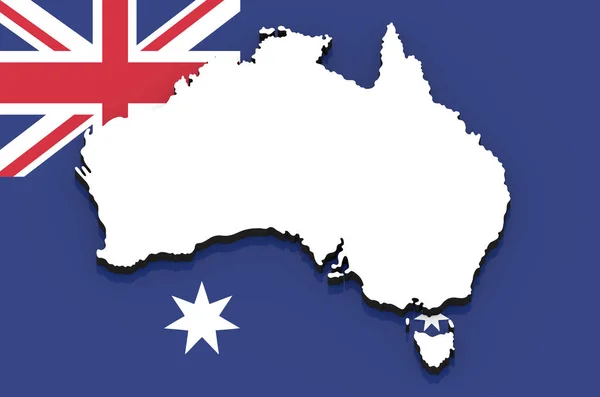 Silueta Blanca Del Estado Australia Bandera Nacional — Foto de Stock