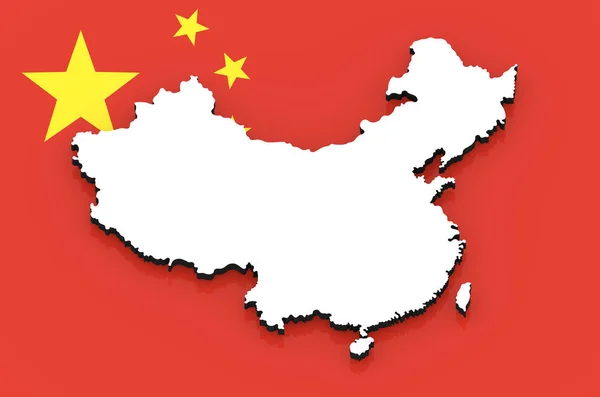 Vit Silhuetten Den Kina Staten Flagga — Stockfoto