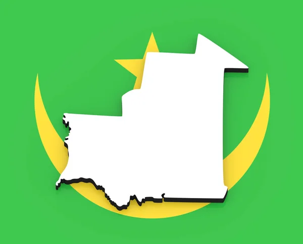 Silhouette Bianca Dello Stato Della Mauritania Sulla Bandiera Nazionale — Foto Stock
