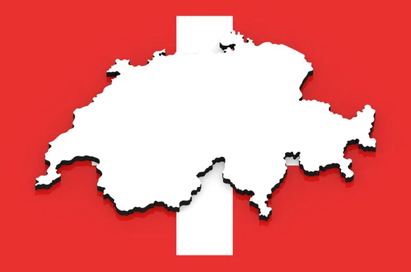 White Silhouette Switzerland State National Flag — Stock Photo, Image