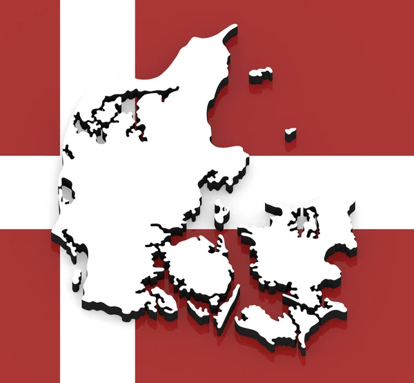 White Silhouette Denmark State National Flag — Stock Photo, Image