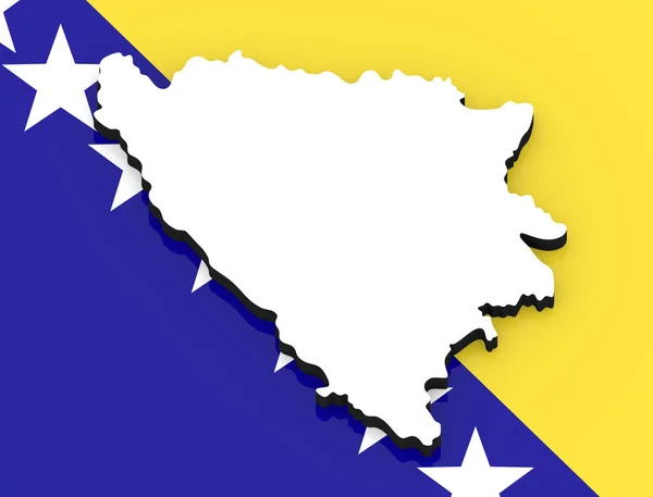 White Silhouette Bosnia Herzegovina State National Flag — Stock Photo, Image