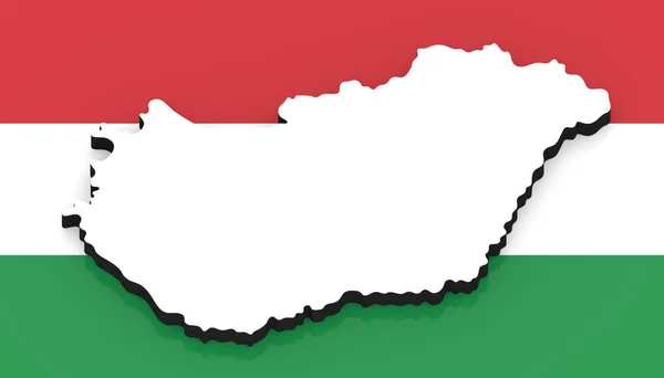 3D-Karte von Ungarn auf der Nationalflagge — Stockfoto