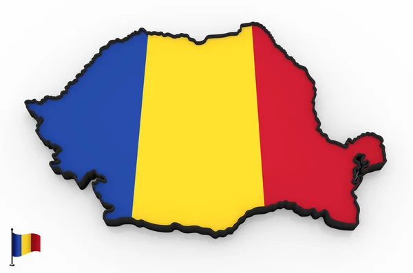 Romania alta mappa 3D dettagliata — Foto Stock