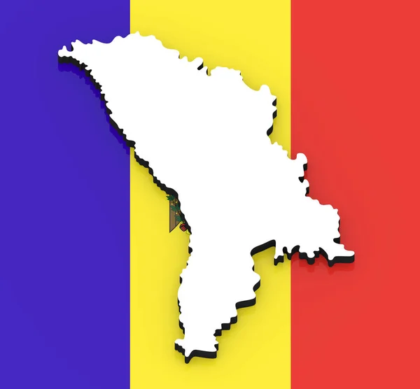 3D map of Moldova on the national flag — Stock Photo, Image