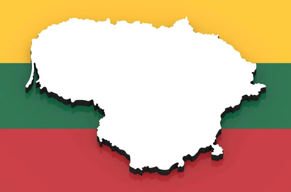 3D map of Lithuania on the national flag — Stock Photo, Image