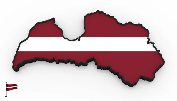 Latvia high detailed 3D map — Stock Photo, Image