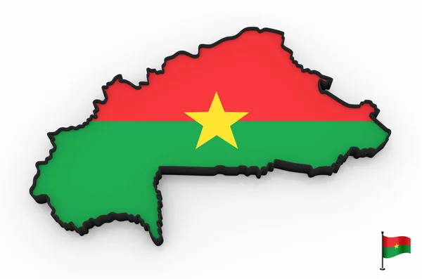 Burkina Faso hoge gedetailleerde 3D-kaart — Stockfoto