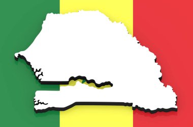 Ulusal bayrak üzerinde Senegal 3d harita