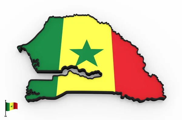 Σενεγάλη υψηλή λεπτομερής 3D χάρτη — Φωτογραφία Αρχείου
