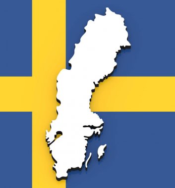 Ulusal bayrak üzerinde İsveç 3d harita