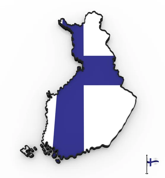 Finnland hohe detaillierte 3D-Karte — Stockfoto