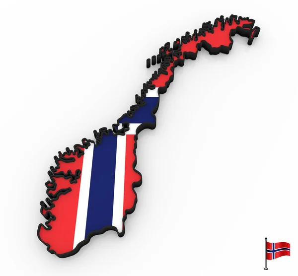 Norge hög detaljerad 3D-karta — Stockfoto