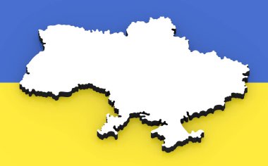 Ulusal bayrak üzerinde Ukrayna 3d harita
