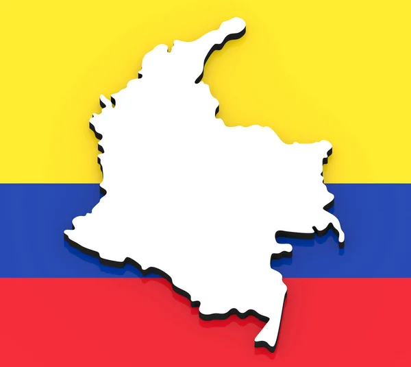 哥伦比亚国旗上的3d地图 — 图库照片