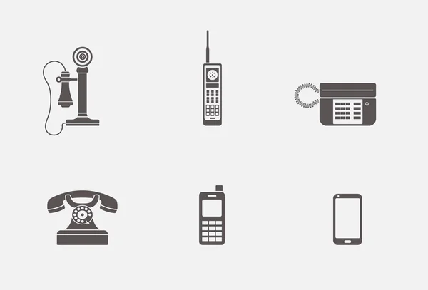 Isolated phone icons in grey shape vector set — Stock Vector
