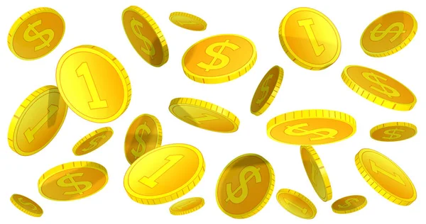 3D долларовые монеты — стоковое фото