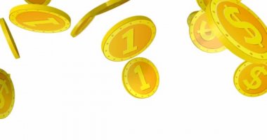 Beyaz arka plan üzerinde 3d düşen dolar