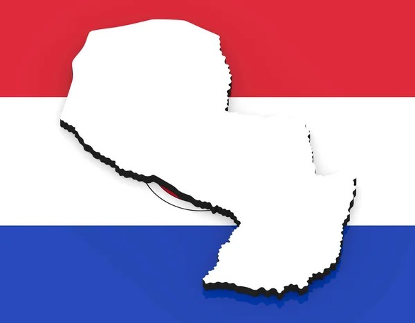 3D карта Параґвай на державному прапорі — стокове фото