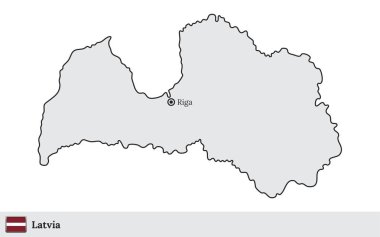 Riga başkenti ile Letonya vektör haritası