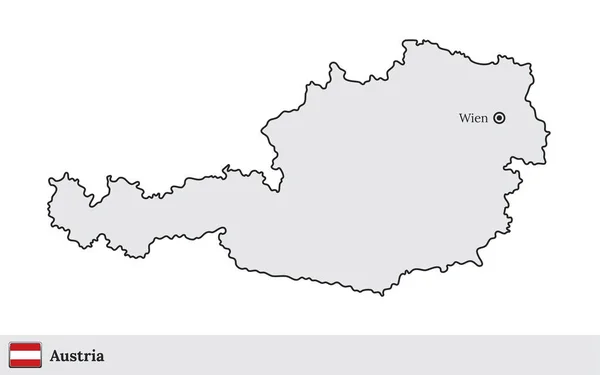 Austria mapa vectorial con la capital de Wien — Vector de stock