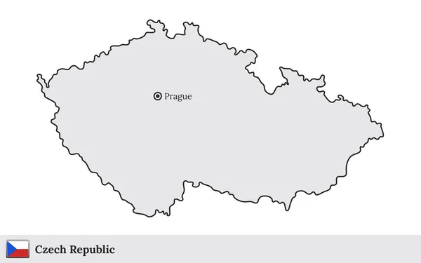 Tsjechië vectorkaart met de hoofdstad van Praag — Stockvector