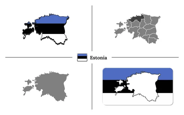 ベクトルseの国旗と州の地域を持つエストニアの地図 — ストックベクタ