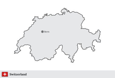Bern'in başkenti ile İsviçre vektör haritası