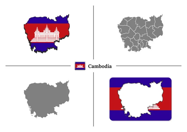 ベクトルsの国旗と州の地域を持つカンボジアの地図 — ストックベクタ