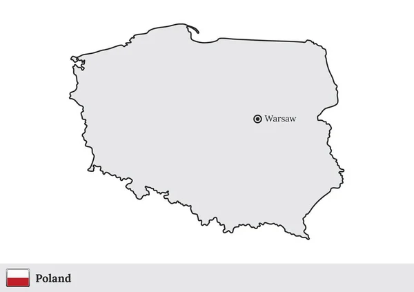 Poland vector map with the capital city of Warsaw — Stock Vector