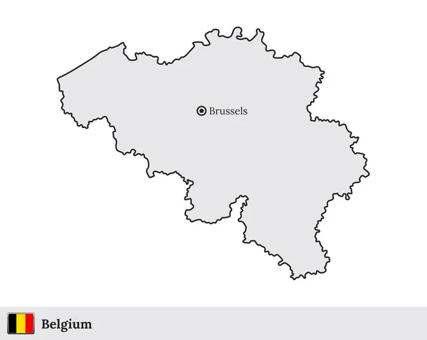 Belgien Vektorkarte mit der Hauptstadt Brüssel — Stockvektor