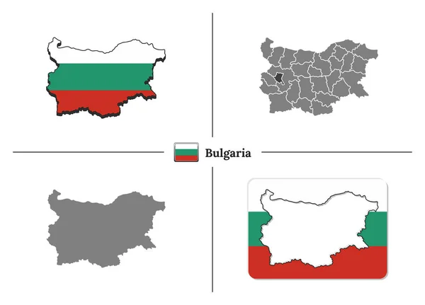 Carte de la Bulgarie avec le drapeau national et les régions de l'État dans le vecteur s — Image vectorielle