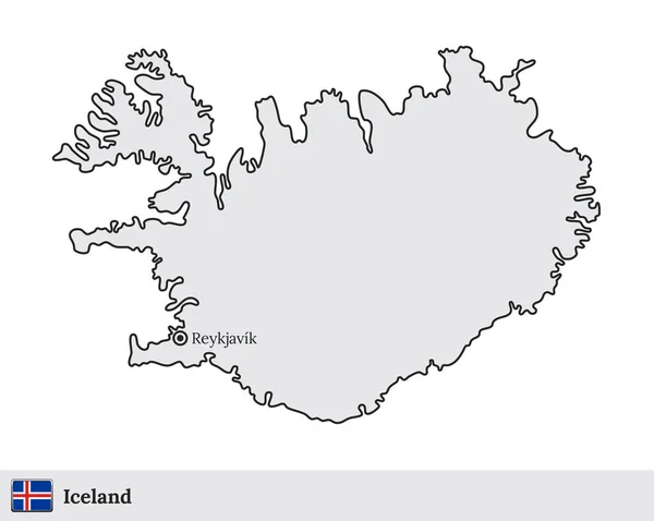 Island vektor karta med huvudstaden i Reykjavik — Stock vektor