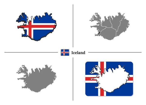 Mappa dell'Islanda con bandiera nazionale e regioni statali in vector se — Vettoriale Stock