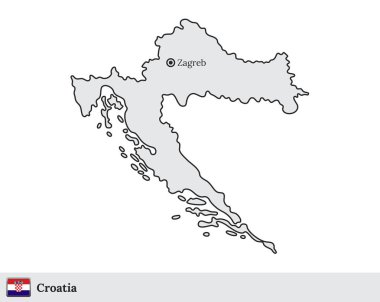 Hırvatistan 'ın başkenti Zagreb ile vektör haritası