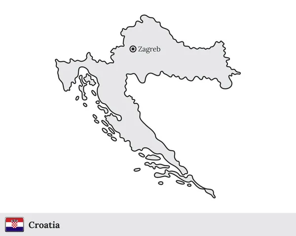 Croácia mapa vetorial com a capital de Zagreb —  Vetores de Stock