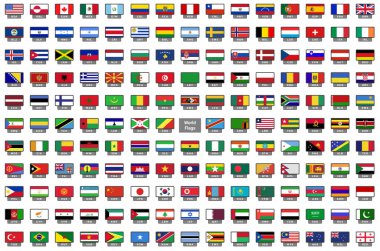 Dikdörtgen simgeleri ve ulusal kodlarda ulusal bayraklar kümesi