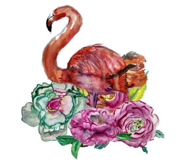 Pembe Flamingo çizim ile şirin küçük prenses soyut arka plan