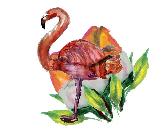 Pembe Flamingo çizim ile şirin küçük prenses soyut arka plan