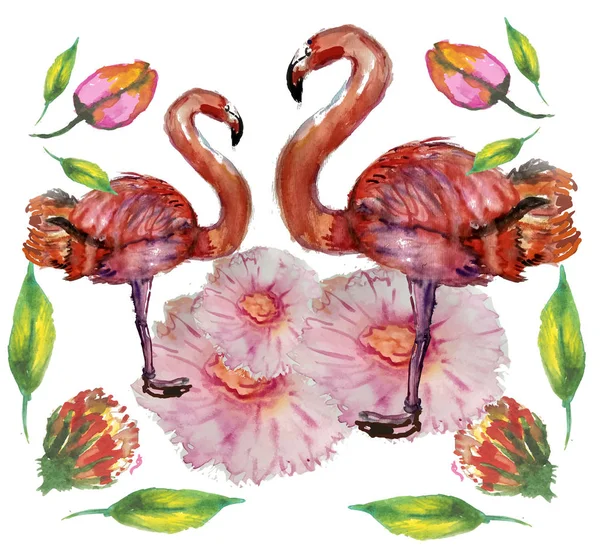 Pembe Flamingo çizim ile şirin küçük prenses soyut arka plan