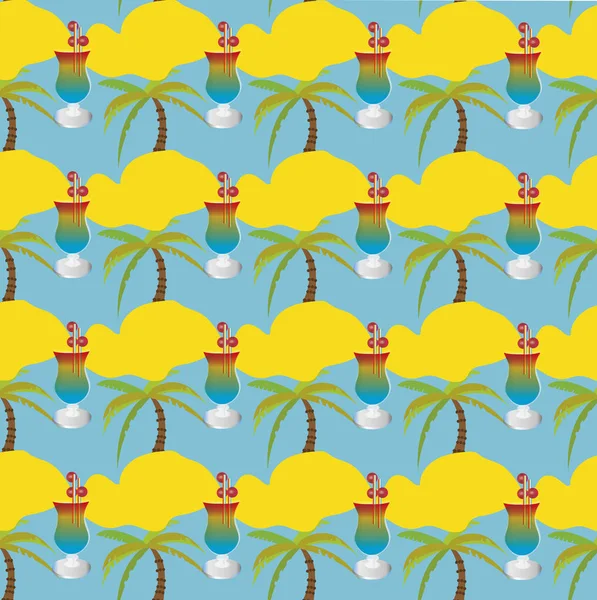 Fantastique île paradisiaque d'été. Coctail, Illustration vectorielle plate . — Image vectorielle