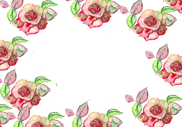 Flores de acuarela. ilustración floral, Hoja y brotes. Composición botánica para boda o tarjeta de felicitación. rama de flores - rosas de abstracción, hortensias — Foto de Stock