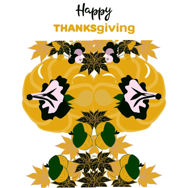 Handgezeichnetes Happy Thanksgiving Typografie-Poster. Festschrift mit Beeren und Blättern für Postkarte, Symbol oder Abzeichen. Vektorkalligraphie Schriftzug Urlaubszitat — Stockvektor